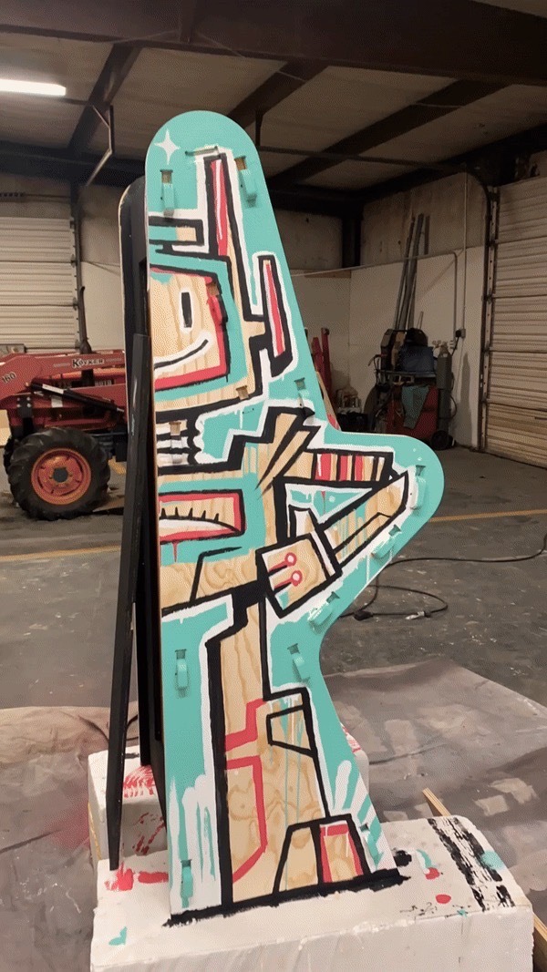 Hand-painted cabinet panel
