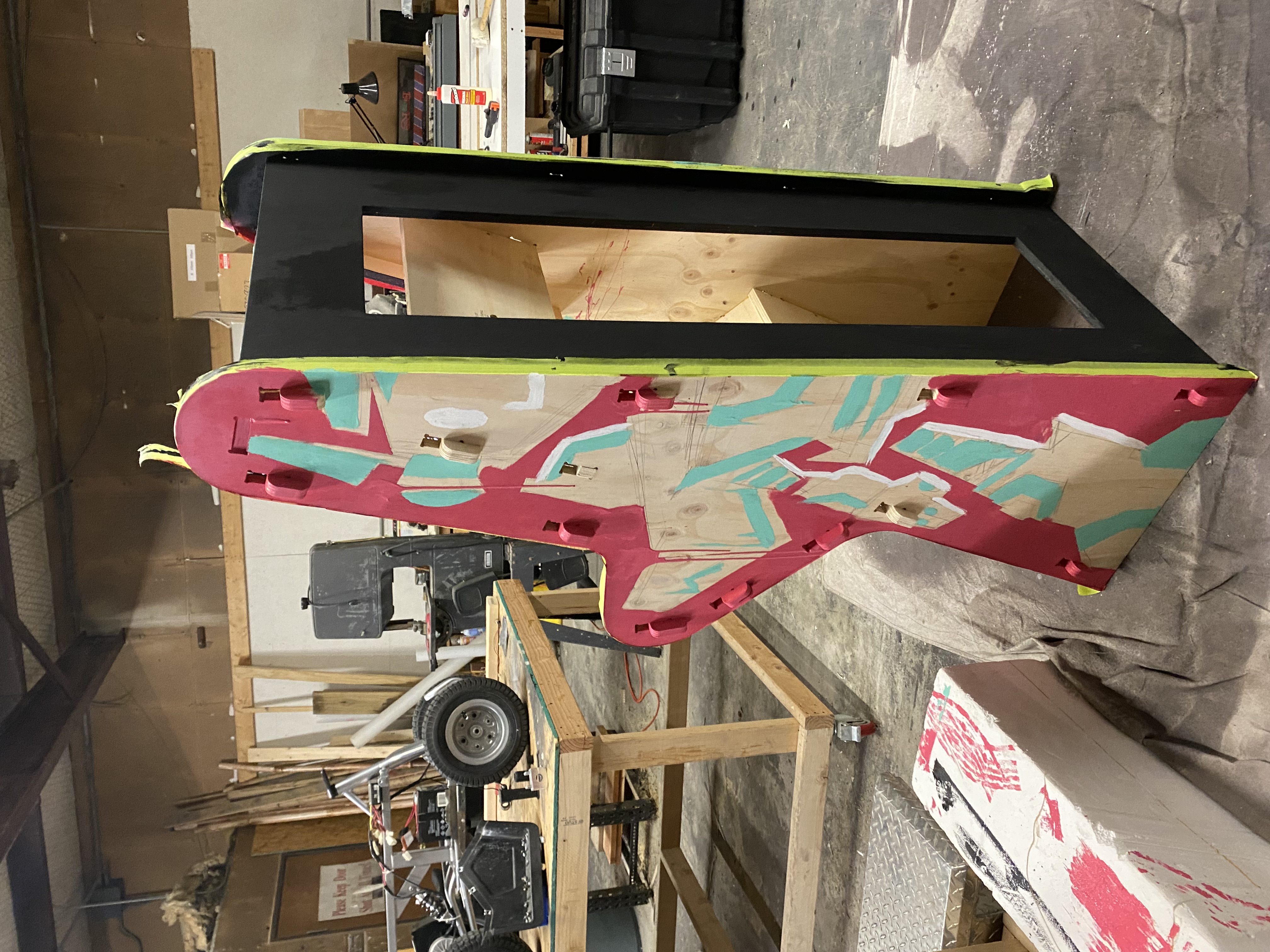 Cabinet top view during build