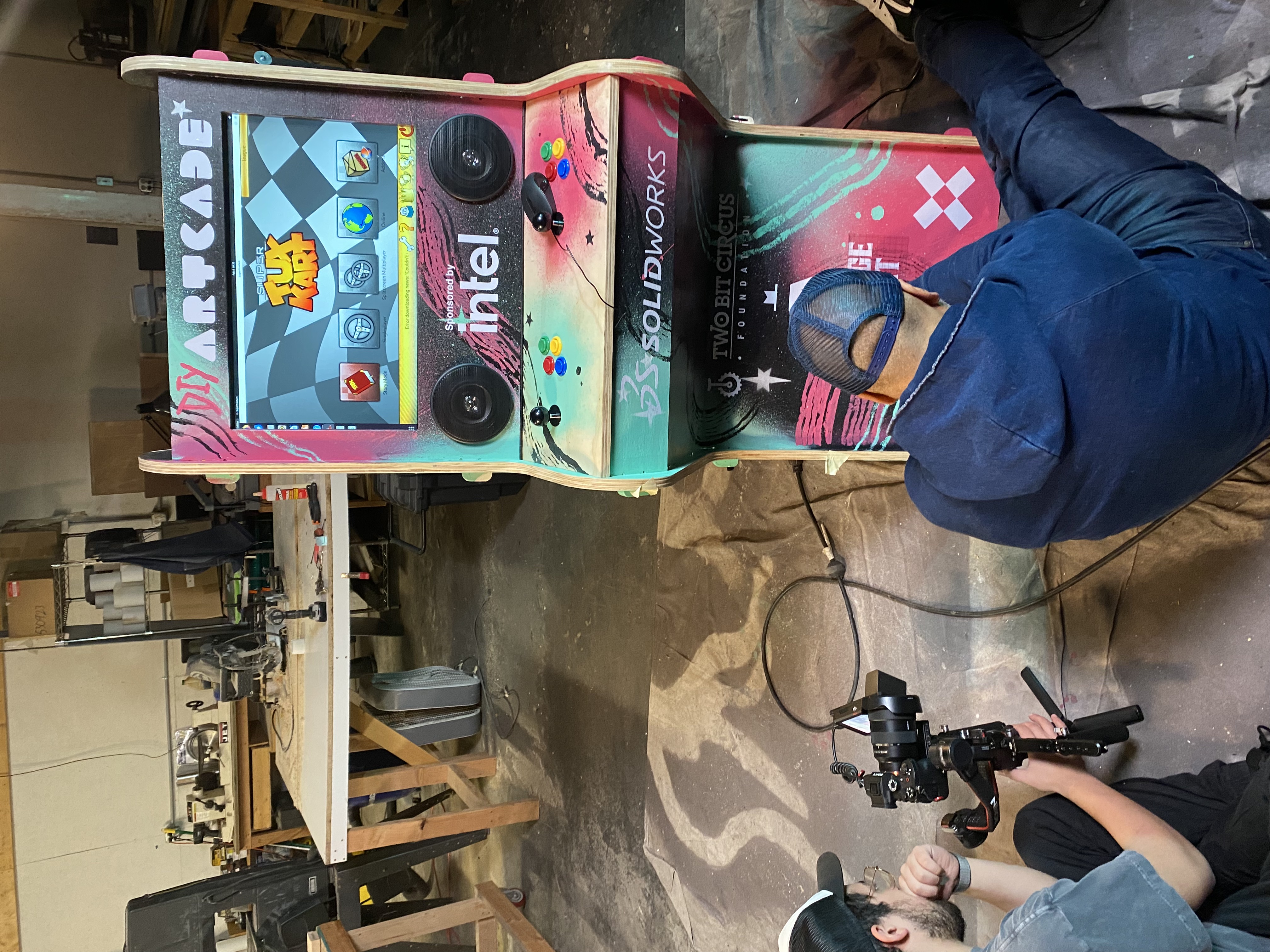 Filming the finished machine